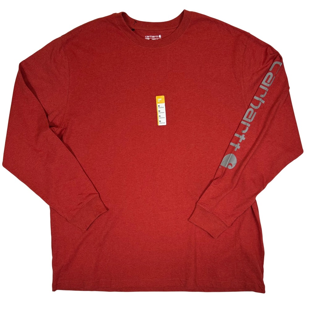 Carhartt Mens Loose Fit Long Sleeve Logo Graphic T-Shirt Red Heather TK0231-M XL